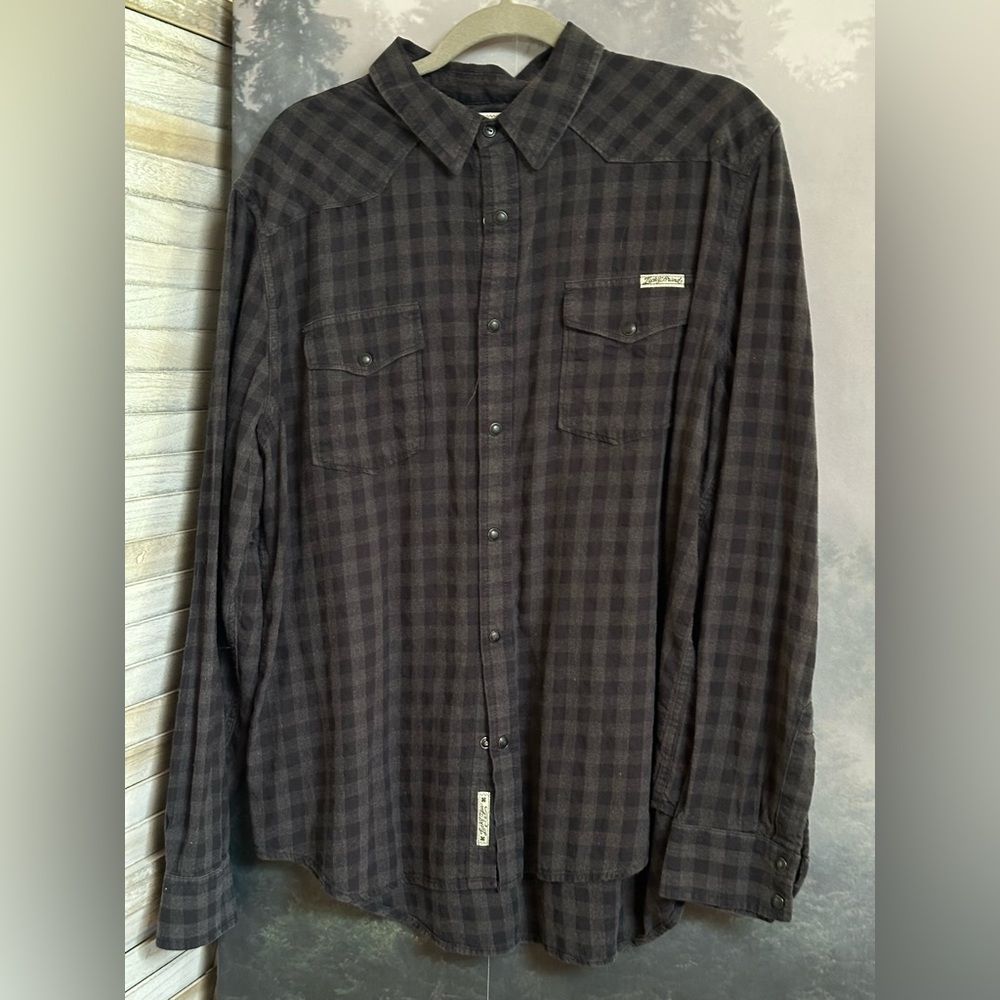 Lucky Brand gray Plaid western Shirt